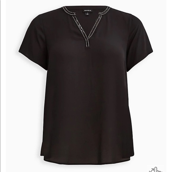 TORRID GEORGETTE EMBELLISHED BLOUSE - BLACK NWTs - Picture 10 of 10